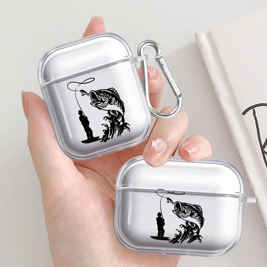 Fishing Line Box - Cartoon Line Fishing Man Clear Oortelefoonhoesjes