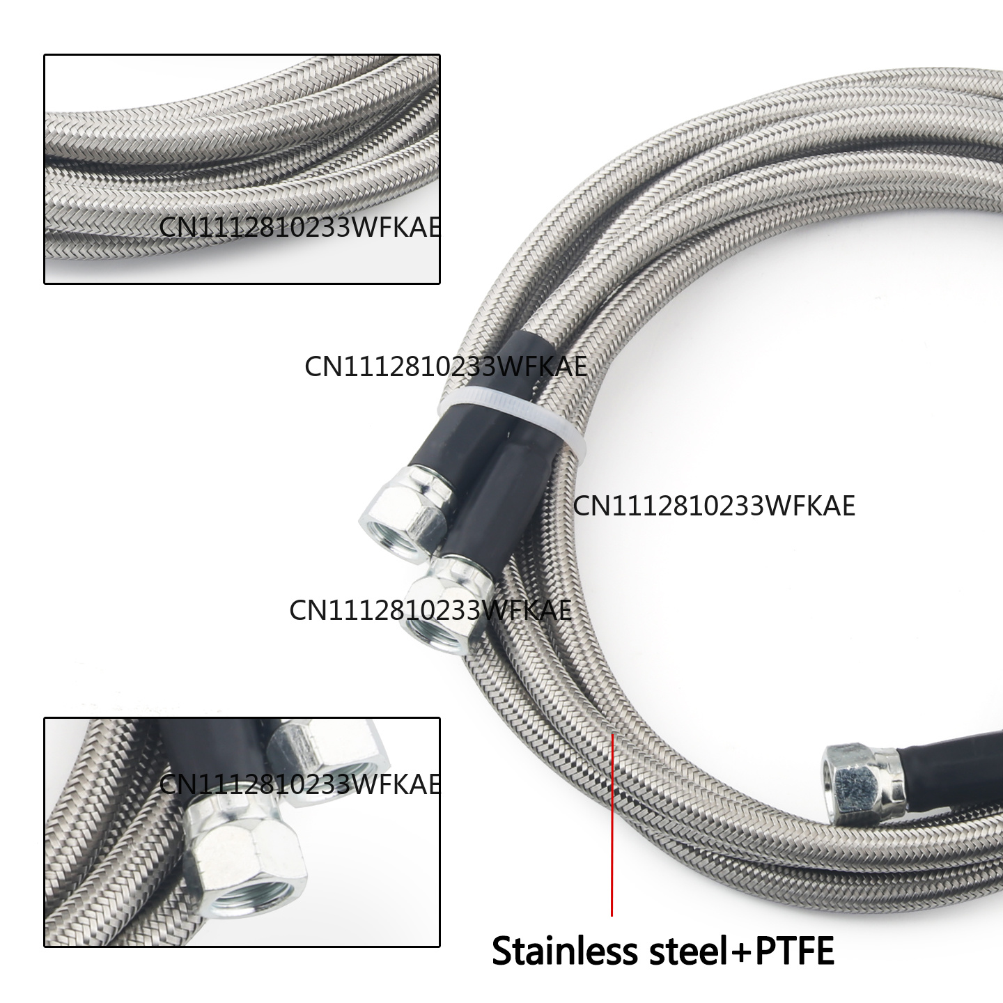 Braided Line - 6AN 70 inch roestvrijstalen gevlochten PTFE
